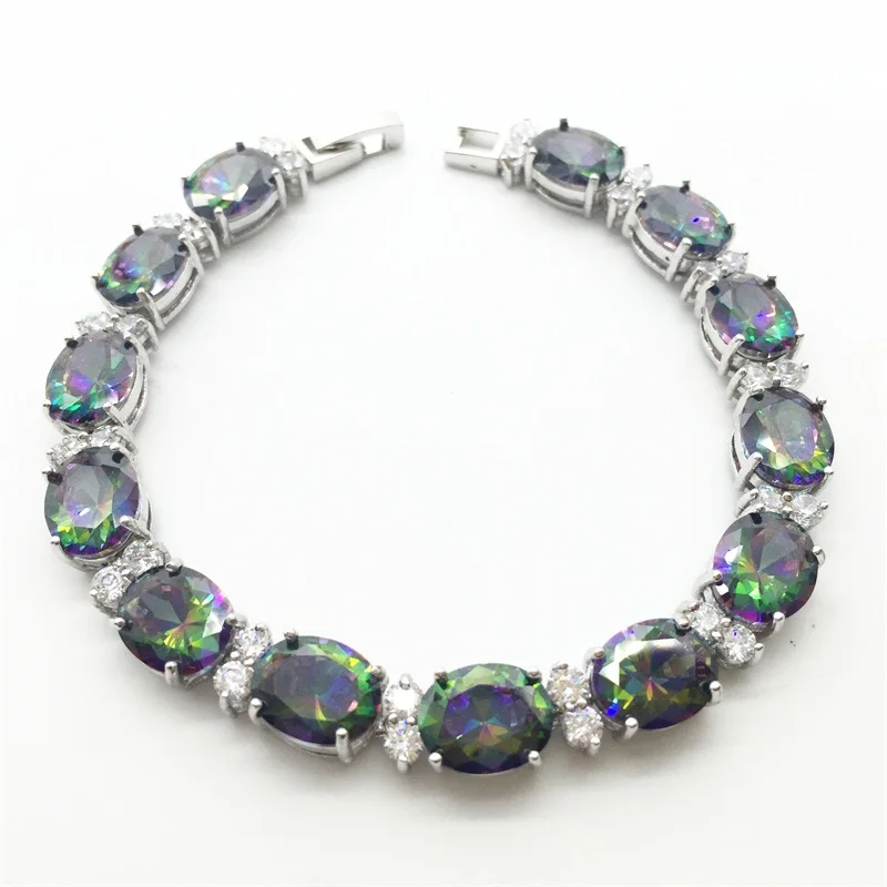 Brilliant Fine jewelry Wholesale &amp Retail ! Round Rainbow Mystic Silver Filled fashion bracelets bangles | Украшения и
