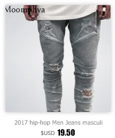 Famous brand high quality luxury men jeans slim elastic pleated Pencil Pants pocket with side zip jeans men denim Biker jeans