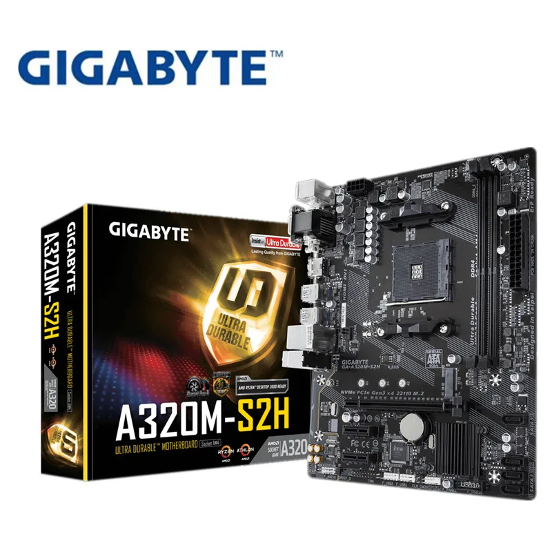 Для Gigabyte GA-A320M-S2H оригинальная новая системная плата AMD Socket LGA 1151 DDR4 USB3.0 SATA3.0 VGA+ DVI+ HDMI