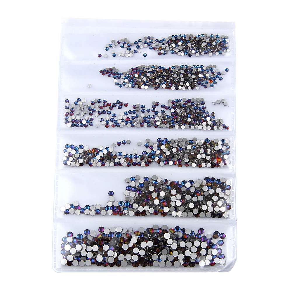 Blue rainbow Новинка, 22 цвета, SS3-SS10, маленькие размеры, стразы для дизайна ногтей, Хрустальные стеклянные стразы для ногтей, 3D украшение для ногтей, драгоценные камни - Цвет: Blue rainbow