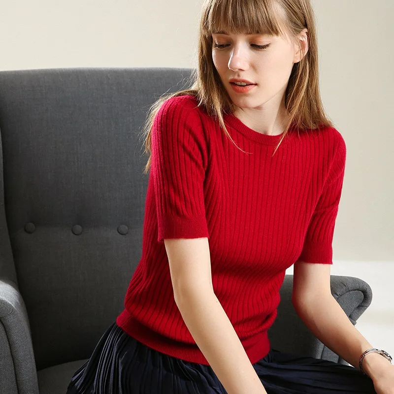 2018-19 Женский трикотажный пуловер из мягкой тянущейся пряжи с круглым вырезом и