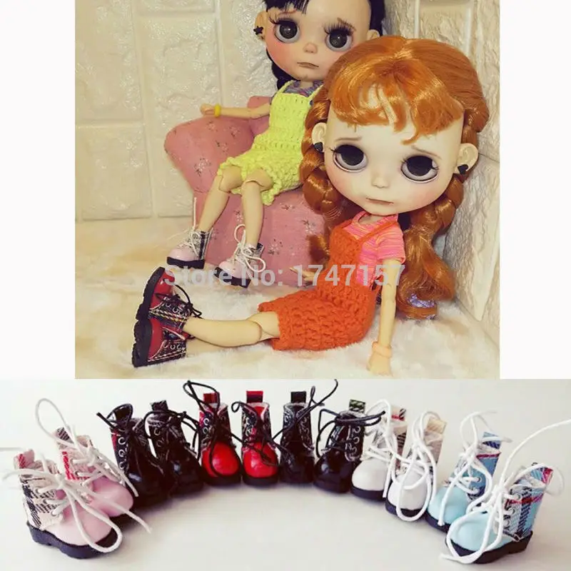 1 пара 1/6 модные ботинки мартинсы в клетку для кукол Blyth Pullip Lati Barbies аксессуары