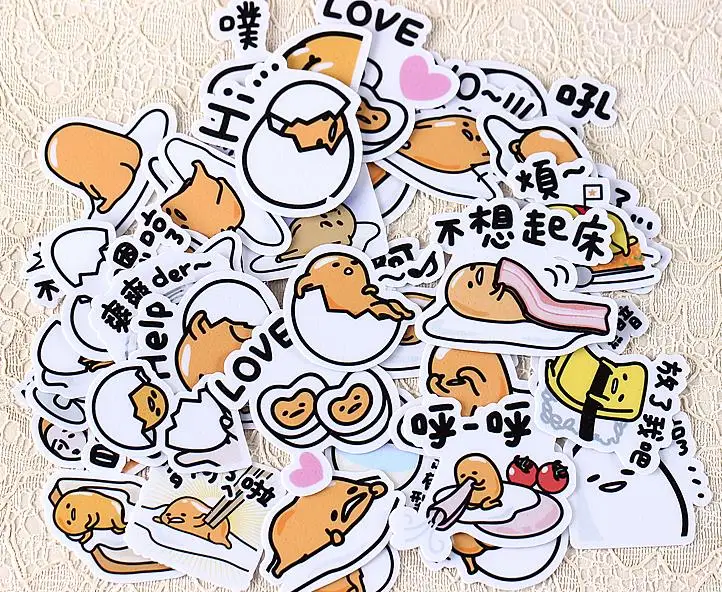 40 шт./упак. Kawaii короткая футболка с героями из японского аниме «ленивое яйцо Гудетама наклейки Скрапбукинг ярлыком Дневник стикеры для альбомов классическая игрушка в подарок