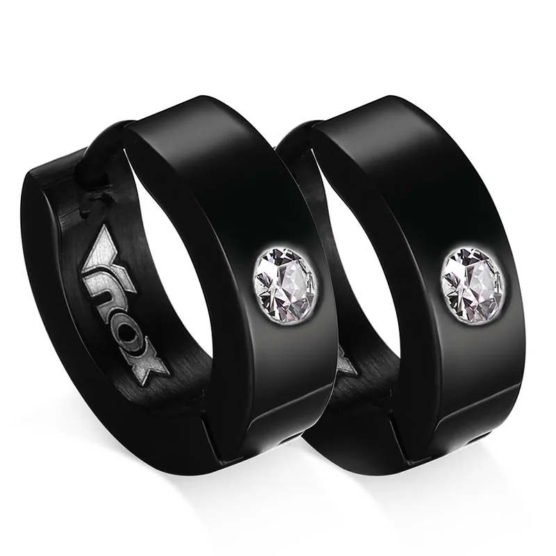 Black color Vnox милые Серьги-кольца для Для женщин/мужские черные-цвет Нержавеющая сталь - Окраска металла: Black color