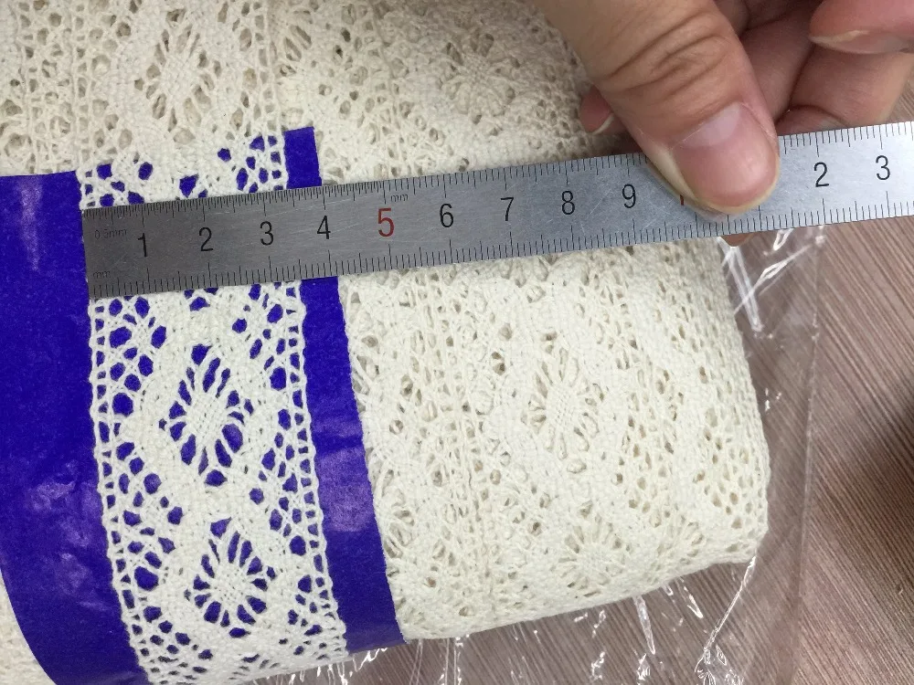 200 ярдов 35 мм недорогая 100% хлопковая кружевная отделка бежевого цвета прекрасный