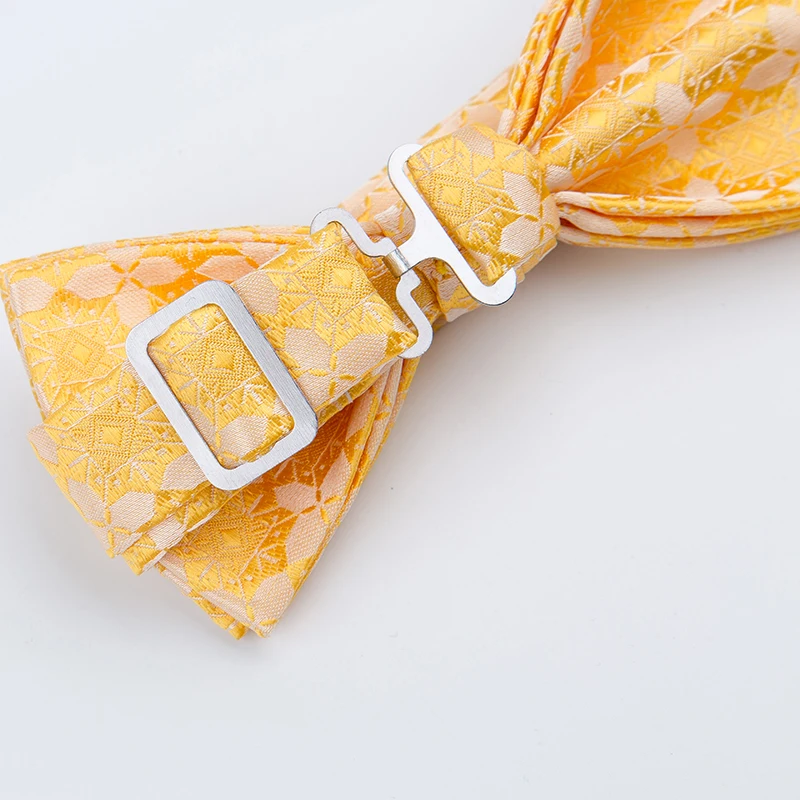 Для мужчин желтый галстук-бабочка комплект костюм платок 2018 S цветочный Средства