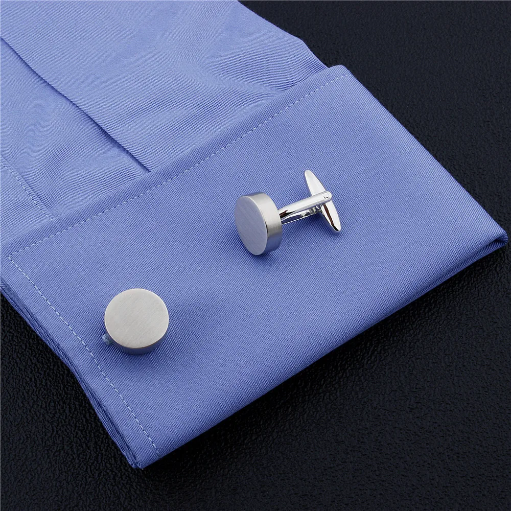 Рекламные запонки с матовой текстурой круглые металлические для мужских встреч