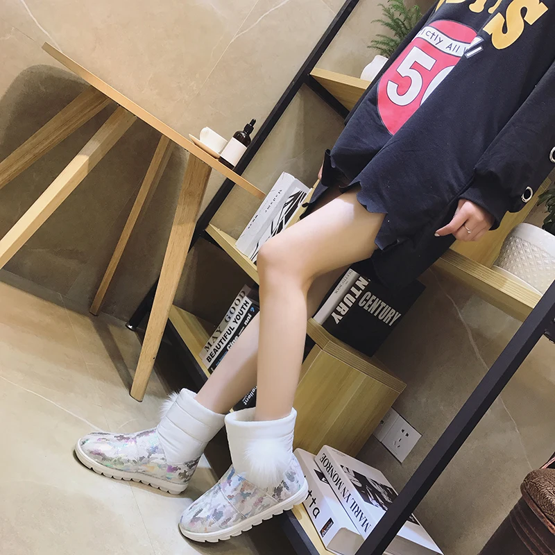 Size35 40 2018 новые женские классические ботильоны осенние меховые украшения для