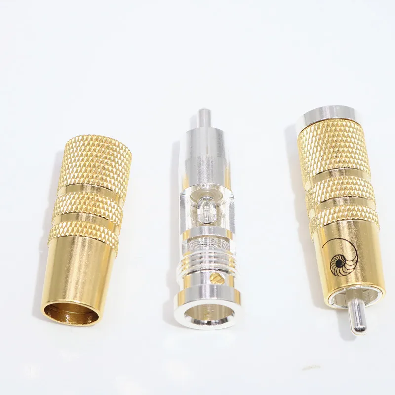 4 шт. RCA + термоусадочные трубки XSSH audio YIVO латунное медное покрытие серебристый