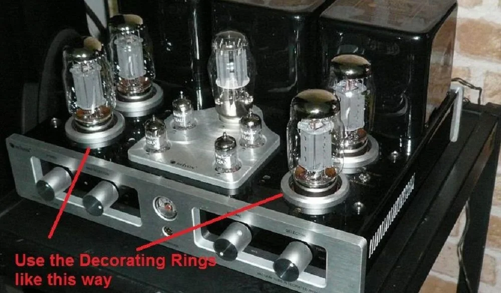 

PAPRI 44*44*8MM Tube Prefessional Amplifier Decorating Base Ring Champagne CNC Machined Aluminum 6SN7 6SL7 CV181 6CA7 10PCS