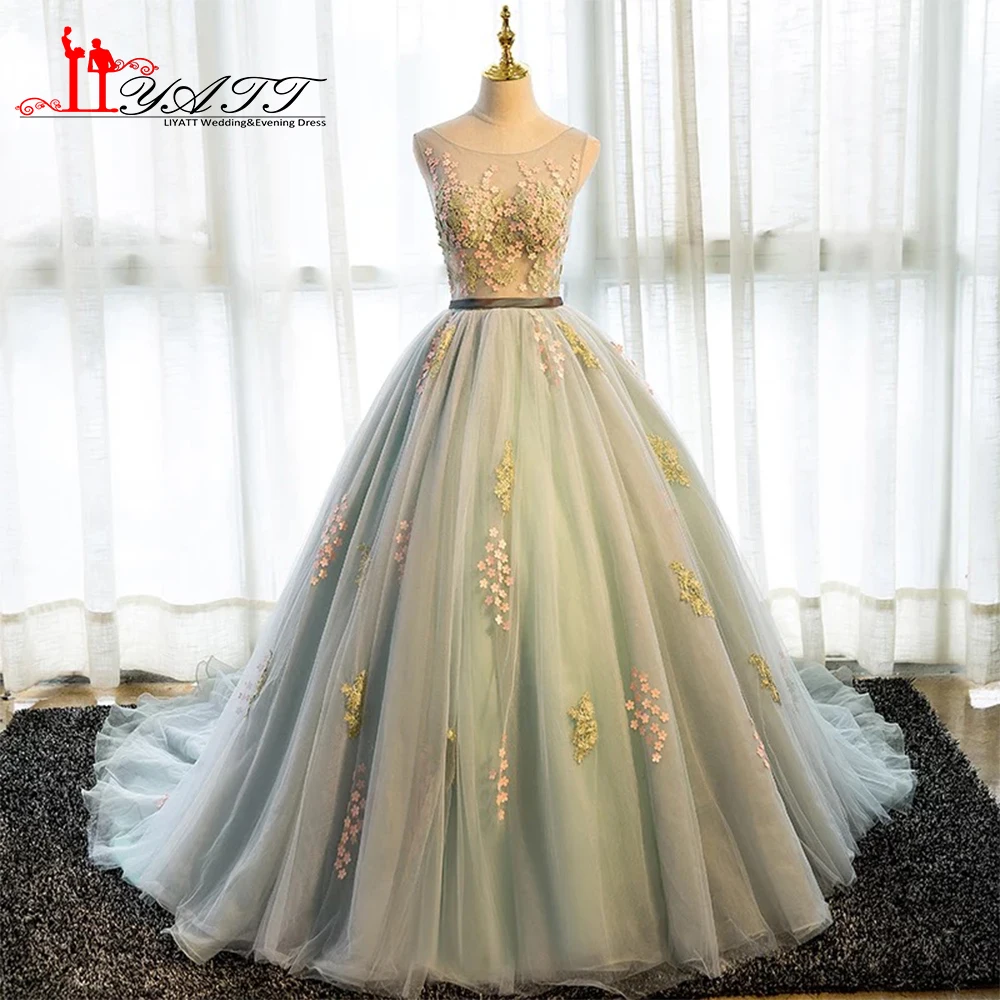 Vestidos de formatura 2017 настоящая фотография Новая коллекция зеленое с аппликацией