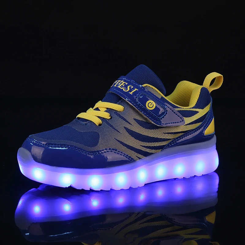 

Green Children Shoes Hot Light Led luminous Shoes Boys Girls USB Charging Sport Shoes Casual Led Shoes Kids Glowing Sneakers