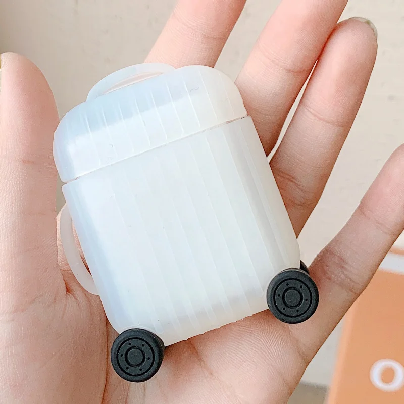 Новинка, защитный чехол для airpods в форме чемодана, bluetooth-гарнитура Apple, силиконовая, анти-капля, мягкий чехол, аксессуары для хранения - Цвет: Transparent