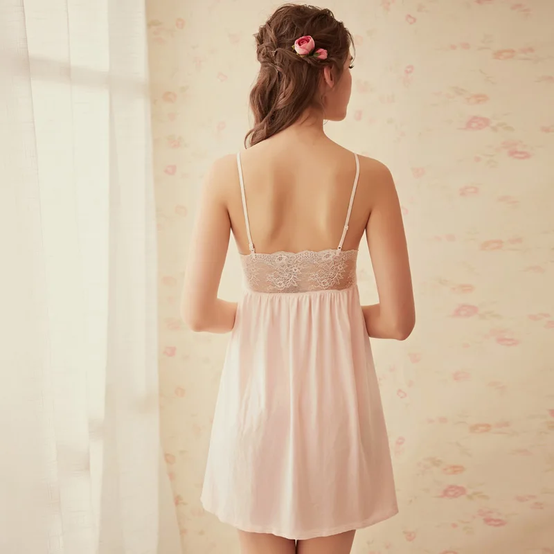 Сексуальная принцесса Ночная рубашка Лето спинки юбка ремешок кружева красивое