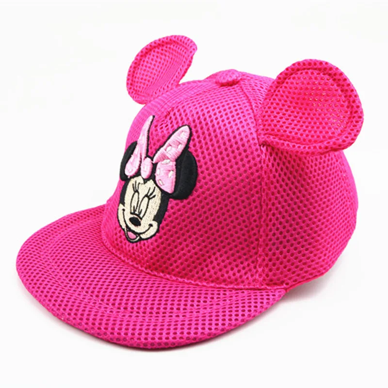 Mi hotpink Мультяшная детская шляпа, бейсболки для девочек, летняя уличная детская Солнцезащитная шляпа, шляпа Микки Мауса, дышащий сетчатый солнцезащитный козырек - Цвет: Mi hotpink