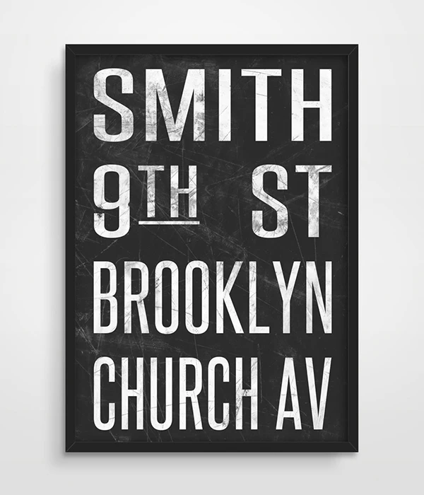 NYC знак метро Художественная печать винтажный Нью-Йорка дорожка автобус Свиток