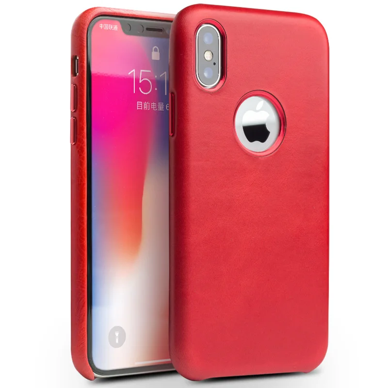 QIALINO натуральная кожа Модный чехол для телефона Apple для iPhone X чистый ручной работы ультратонкий бизнес задняя крышка для iPhone X 5,8 - Цвет: Red