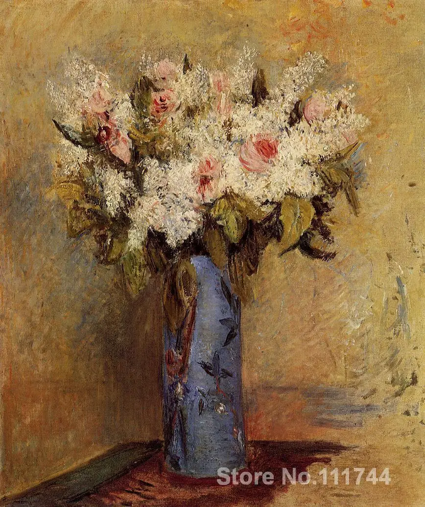 Impressionist flowers art Vase of Lilacs and Roses by Pierre Auguste Renoir paintings Hand painted High quality | Дом и сад