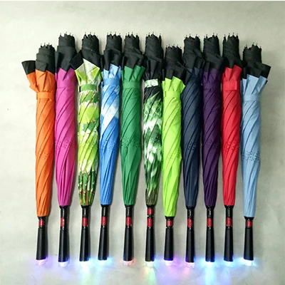 color sent randomly Инновационный светодиодный зонт в подарок, зонт с обратным ходом, Ветрозащитный складной зонт с обратным ходом для автомобиля, Женский Зонт от дождя - Цвет: color sent randomly