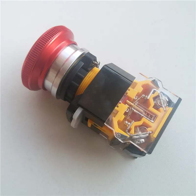 22MM metal emergency stop switch button 1ON1NC 250VAC 8A / 24VDC big mushroom head red with arrow antiskid LA38 type | Обустройство