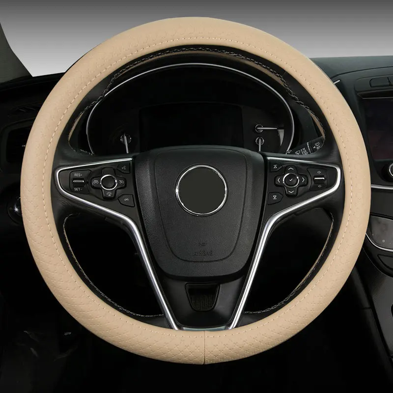 38CM Genuine Leather Car Steering Wheel Cover Cowhide Anti-slip for citroen berlingo c elysee c2 c3 c4 grand picasso pallas c4l |