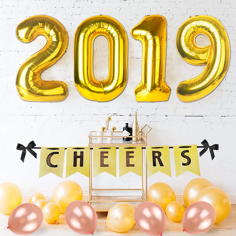 BTRUDI 2019 Новый год 16-дюймовый шпилька золото цифровой Алюминий шары набор