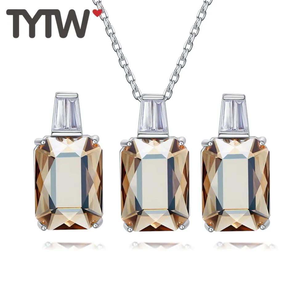 TYTW Новая Большая распродажа Свадебные Ювелирные наборы из стерлингового серебра