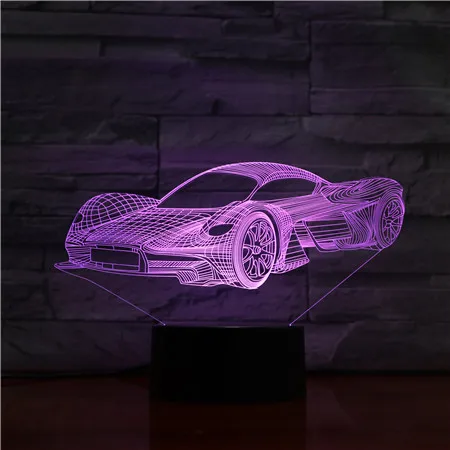 3D 1475 спортивный автомобиль 7 цветов лампа Акриловая Оптическая иллюзия с USB