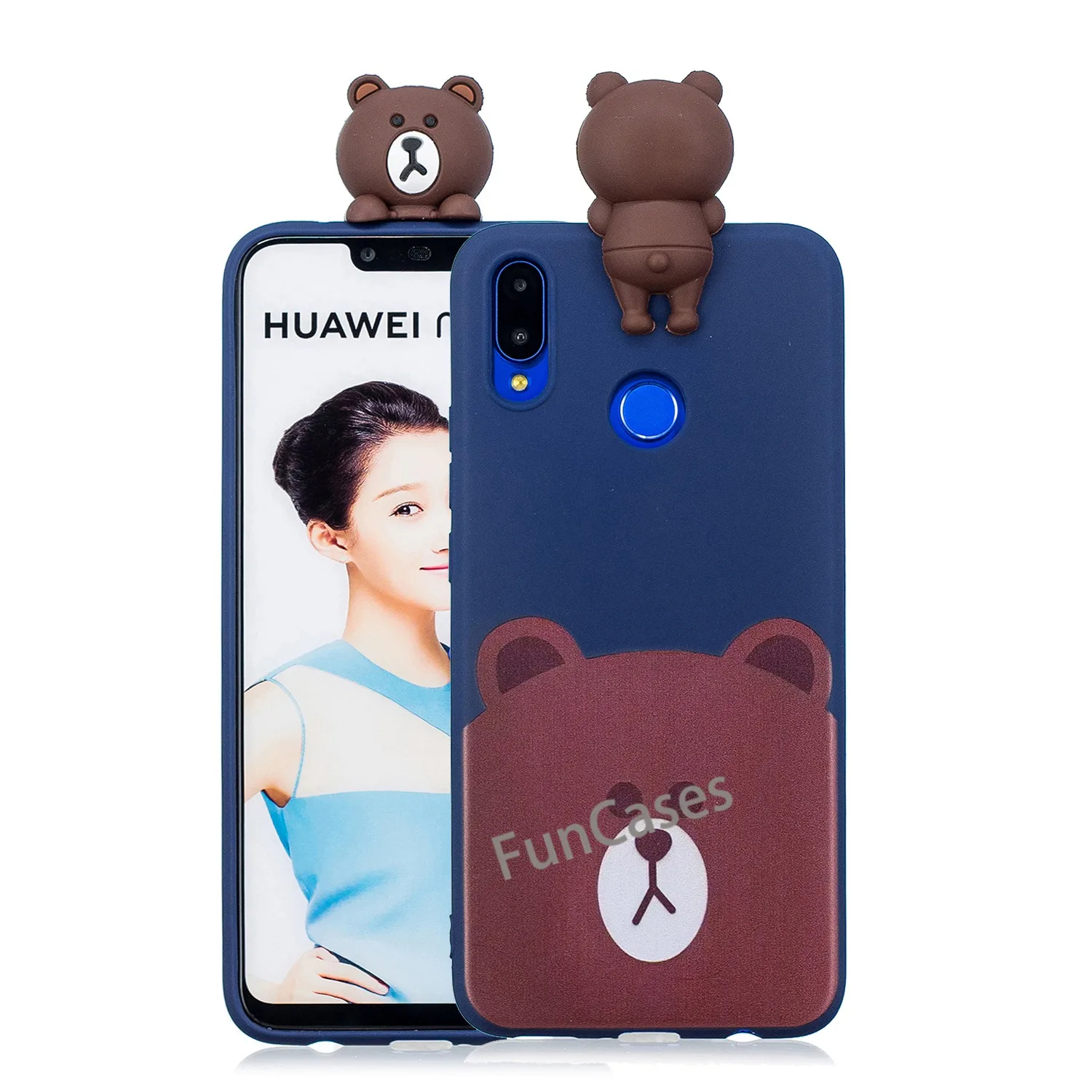 3D мультфильм кошка собака панда Мягкий силикон для huawei Nova 3i чехлы из силикона