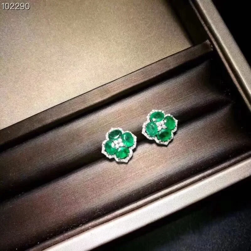 Изумруд Серьги Бесплатная доставка натуральный изумруд 925 пробы серебряные