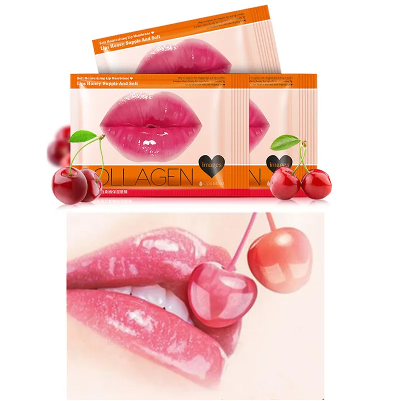5 pcs lip mask Увлажняющая Маска для губ с кристаллами и коллагеном, вишневые патчи для губ против морщин, питательная маска для губ, Антивозрастная - Цвет: 5 pcs lip mask