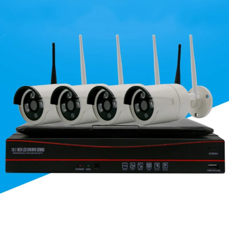 Камера видеонаблюдения водонепроницаемая 10 дюймов 4 канала 1080P Wi Fi NVR 2 МП P2P