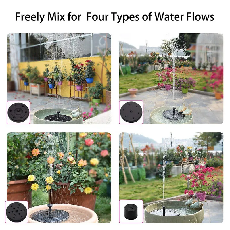 1.4W Round Shaped Solar Fountain Water Floating Fountain Pump Outdoor Bird Bath Fountain Pool Pump For Pond Garden Decoration