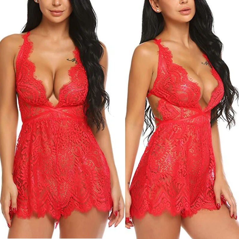 Сексуальное нижнее белье кружевное платье комбинезон Babydoll женское Ночное