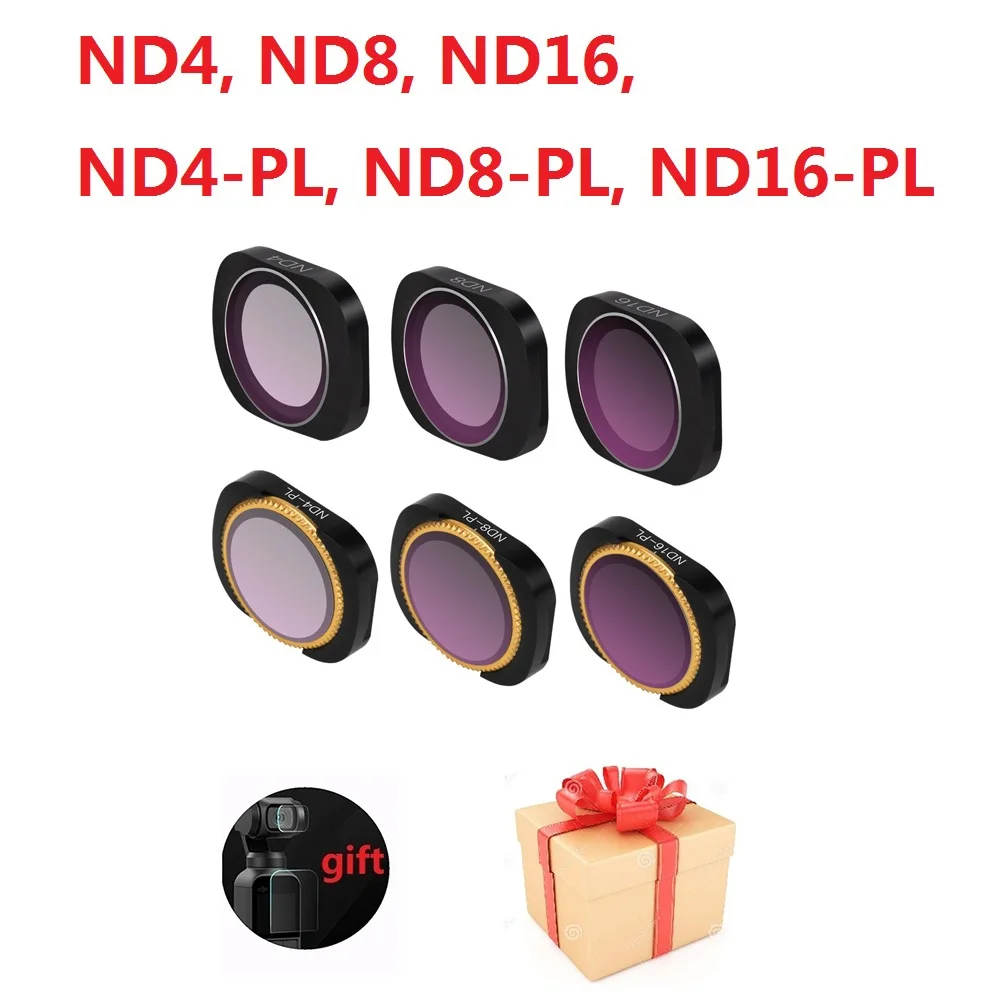6pcs ND-X Filter Set Для OSMO карманный фильтр камеры MCUV CPL ND 8 4 16 32 64 ND-PL фильтры плотности Набор для DJI Osmo карманные Стеклянные Линзы Аксессуары - Цвет: 6pcs ND-X Filter Set