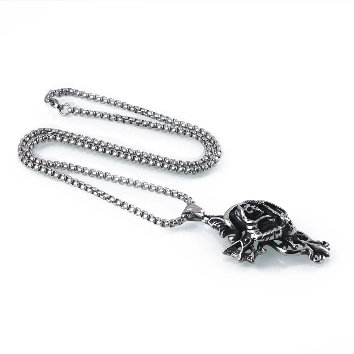 Мужское готическое ожерелье с черепом AMGJ винтажное подвеской в стиле хип хоп