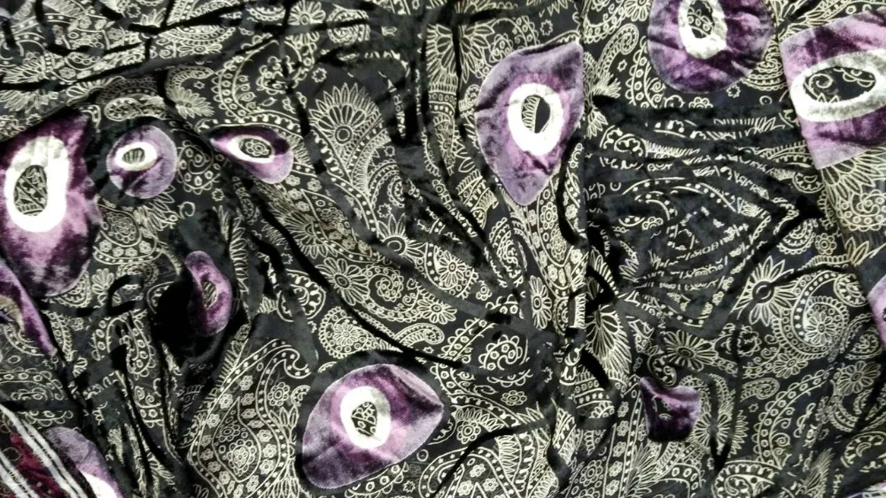 

Telas Violet Music Flowers Printed High Quality African Lace Silk Fabrics Sewing Dress Scarf Cotton Hair 100% Silk Velvet Fabric