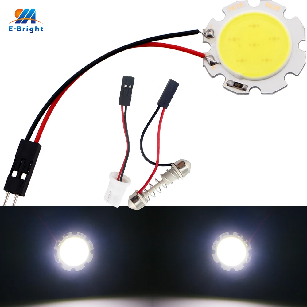 YM E-яркий 100 шт. COB 6 SMD автомобиля светодиодный светильник 12V 6 светодиодный s круглый Панель купольный светильник интерьерные светильники с T10+ переходник для фестона 120 люмен