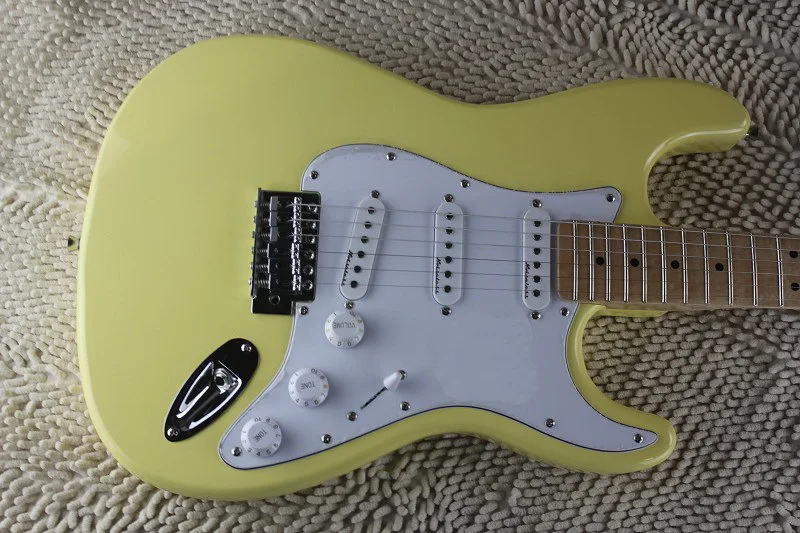 Высокое Качество Кремового цвета 6 струн электрическая гитара клен fret-board белый