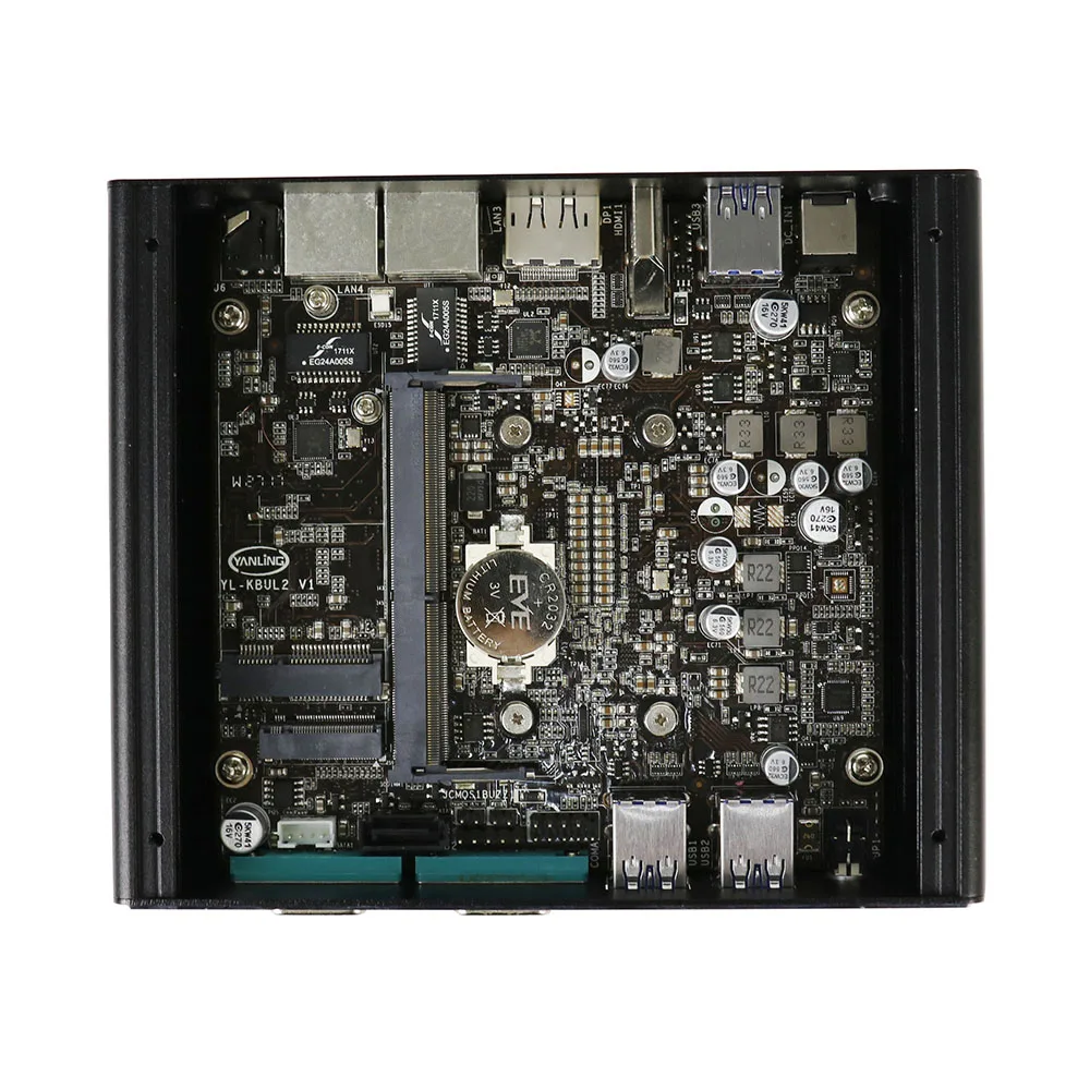Мини ПК Yanling безвентиляторный процессор intel core i3 7100u двойной ethernet lan nano itx поддержка