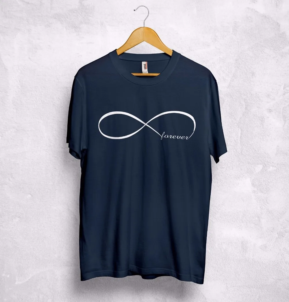 Летняя хлопковая Качественная мужская футболка с круглым вырезом Love Forever Infinity