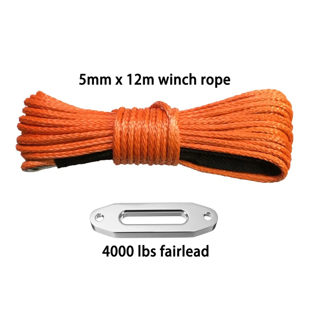 5 мм * 12 м + 4000 фунтов fairlead синтетическая лебедка трос с оболочкой и наперсток для 4x4