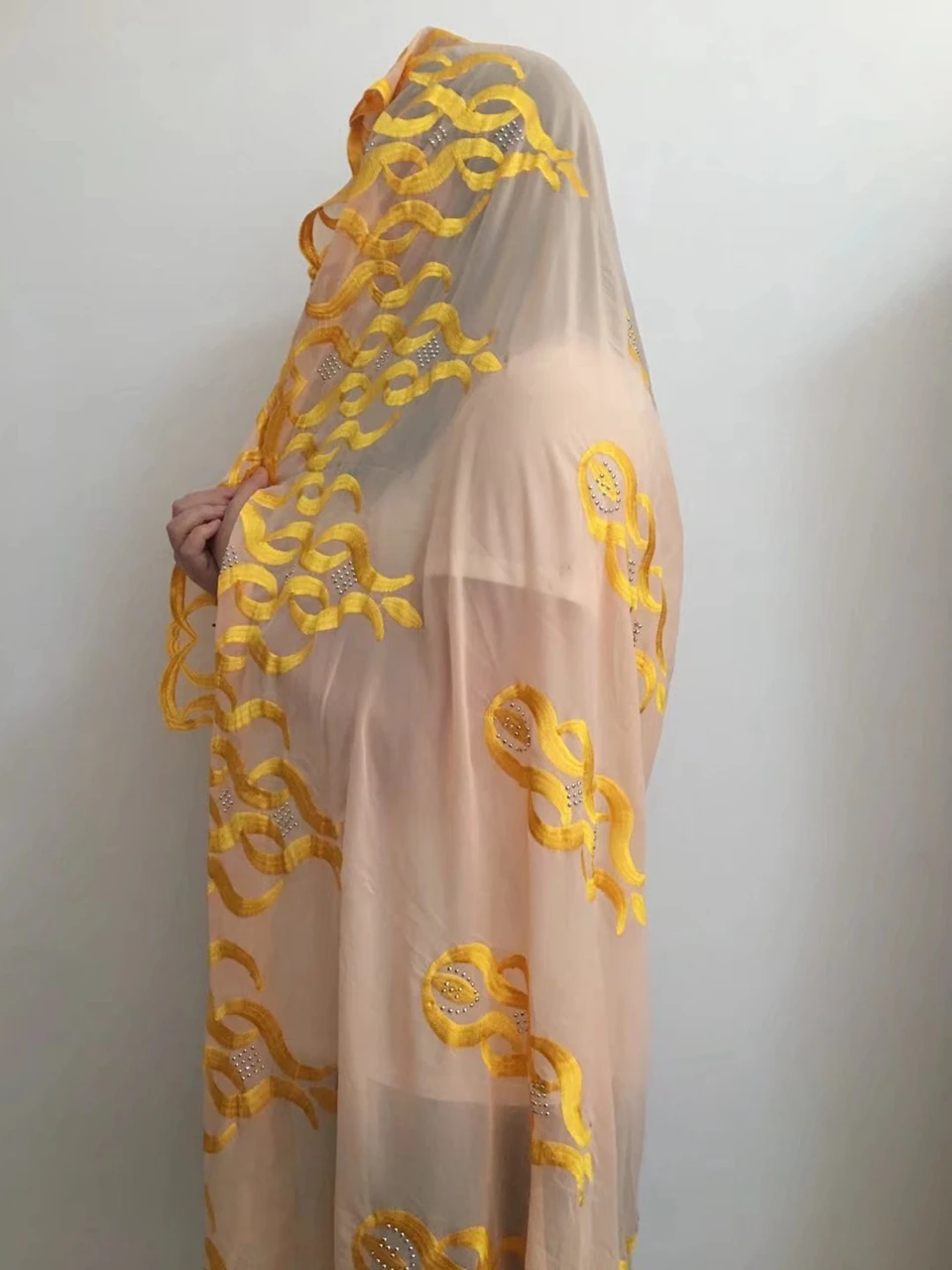 New Design African Muslim Long Scarf Fabric French Net Chiffon Shawl Headties Veil For Ladies MOXF-9 | Дом и сад