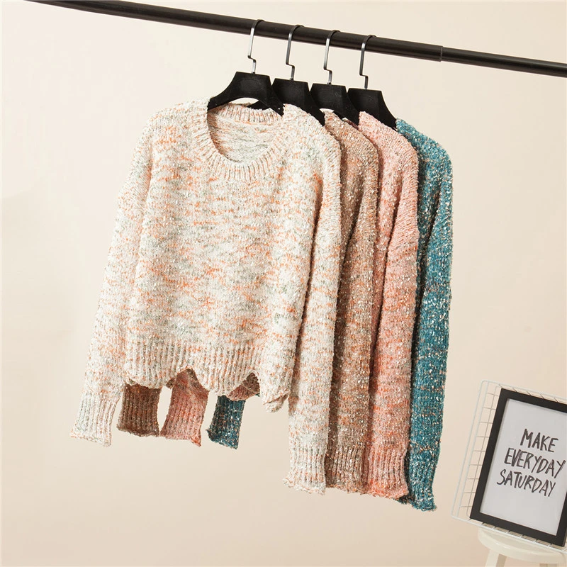 HziriP Корея шикарные милые женские модные трикотажные пуловеры с круглым вырезом