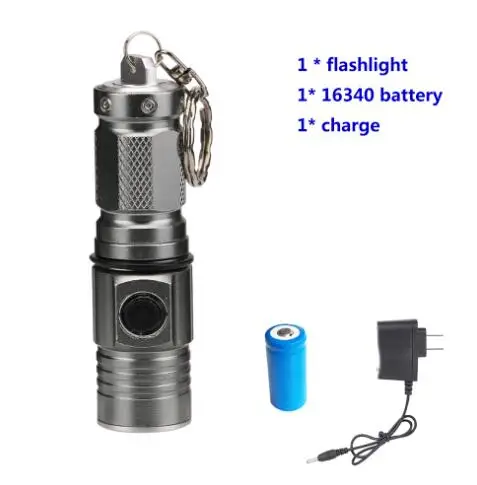 battery Мини Портативный T6 белый светильник 1300LM 3 режима вспышка светильник с кольцом для ключей светодиодный карманный фонарь водонепроницаемый перезаряжаемый фонарь - Испускаемый цвет: battery
