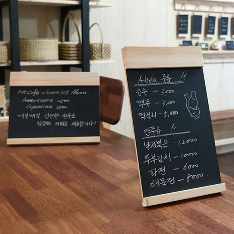 Настольная доска для сообщений деревянная мольберта записей черная складные