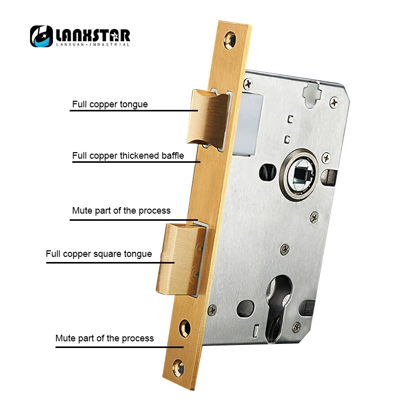 LANXSTAR роскошный медный замок из твердой древесины бесшумный европейский античный