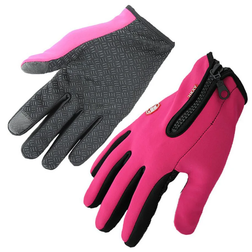 G016 Style 1 Rose Новые черные перчатки для верховой езды с сенсорным экраном, велосипедные спортивные перчатки для езды на велосипеде, ветрозащитные теплые варежки на молнии для мужчин и женщин, зимние перчатки G097 - Цвет: G016 Style 1 Rose