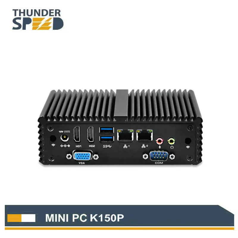 Горячая продажа безвентиляторный X86 мини ПК двойной Nic RS232 с 4 г ram 64 SSD двойная