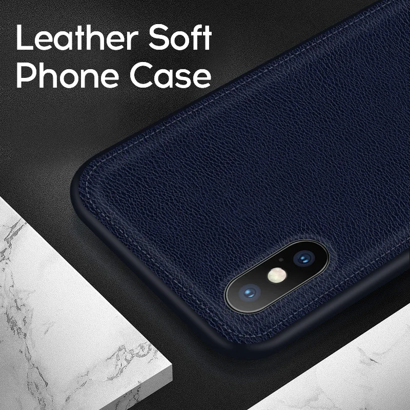IIOZO Luxury PU leather Case For iPhone XS Max XR X 7 8 Plus 6 6s Ultra-thin Texture Soft Silicone Phone Cases Cover | Мобильные
